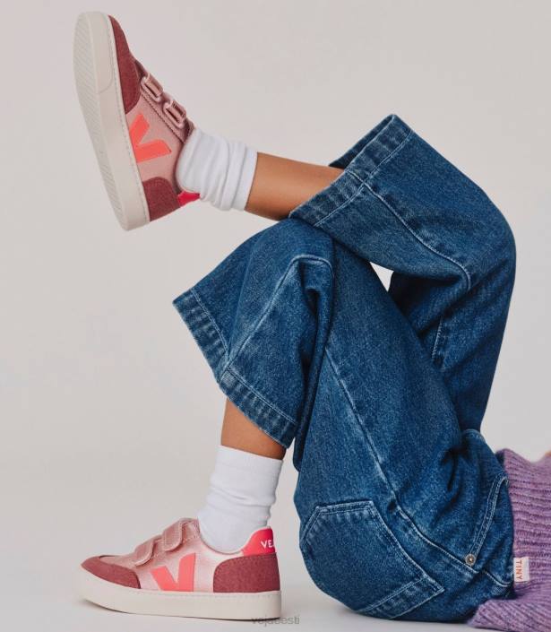 lapsed Veja v-12 kroomivaba nahast pärlmutter rose fluo kingad 80LZ306